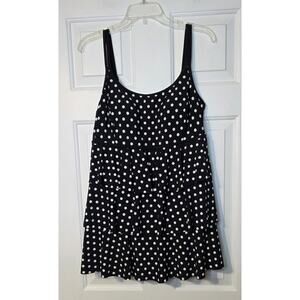Inches‎ Away Women's One Piece Swimsuit Size 12 Polka Dots Black